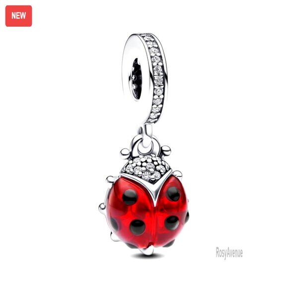Sterling Silver Dangle Charm for Bracelets Gift for Women Enamel Detail